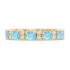 Natural Aquamarine Diamond Eternity Wedding Band in East West Style AAA - Rosec Jewels