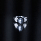 Rosec Jewels-Nature Inspired Tahitian Pearl Engagement Ring with Diamond