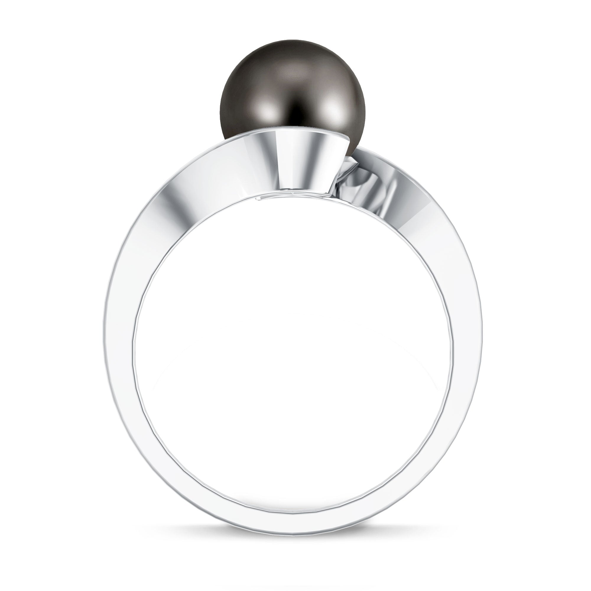 8 Carat Certified Tahitian Black Pearl Solitaire Bypass Ring AAA - Rosec Jewels