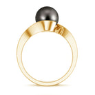 8 Carat Certified Tahitian Black Pearl Solitaire Bypass Ring AAA - Rosec Jewels