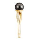 7.25 CT Solitaire Tahitian Pearl Engagement Ring with Diamond AAA - Rosec Jewels