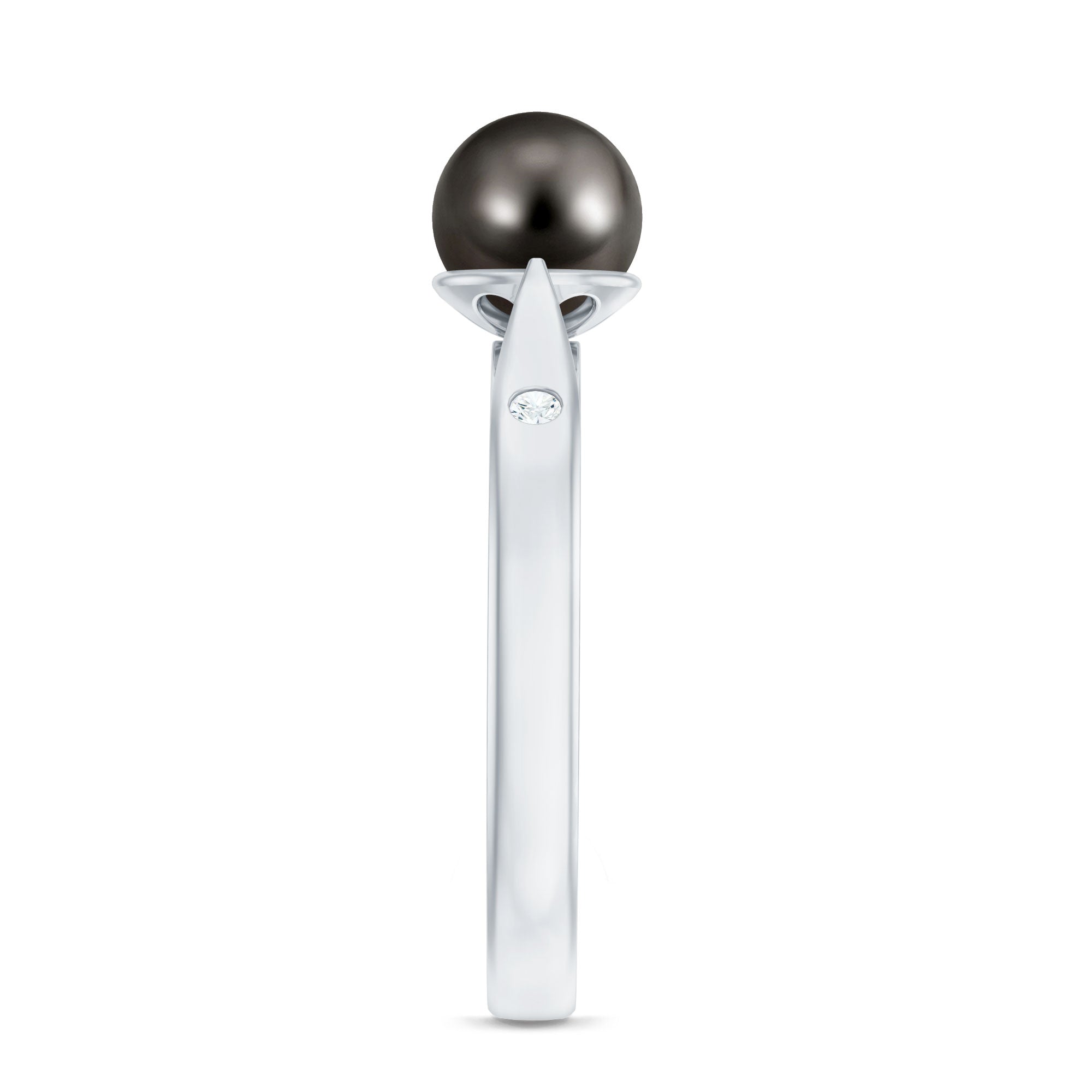 Rosec Jewels-Solitaire Black Tahitian Pearl Engagement Ring with Certificate