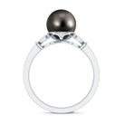 Tahitian Pearl and Diamond Engagement Ring with Split Shank AAA - Rosec Jewels