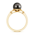 Tahitian Pearl and Diamond Engagement Ring with Split Shank AAA - Rosec Jewels
