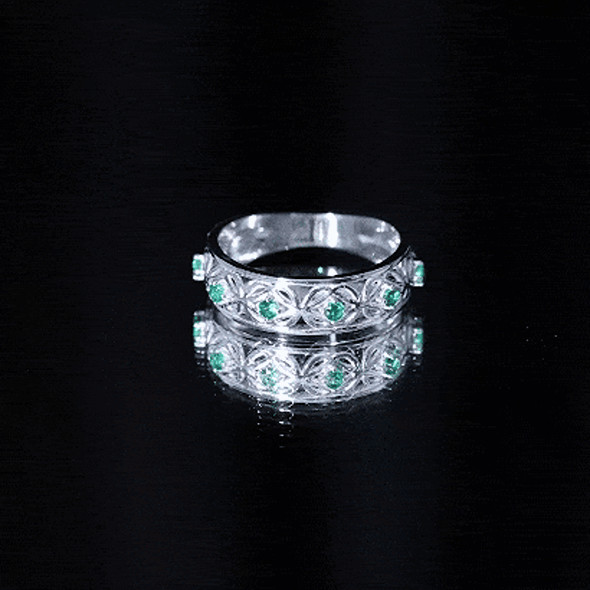 Lab Created Emerald Vintage Inspired Eternity Band AAAA - Rosec Jewels