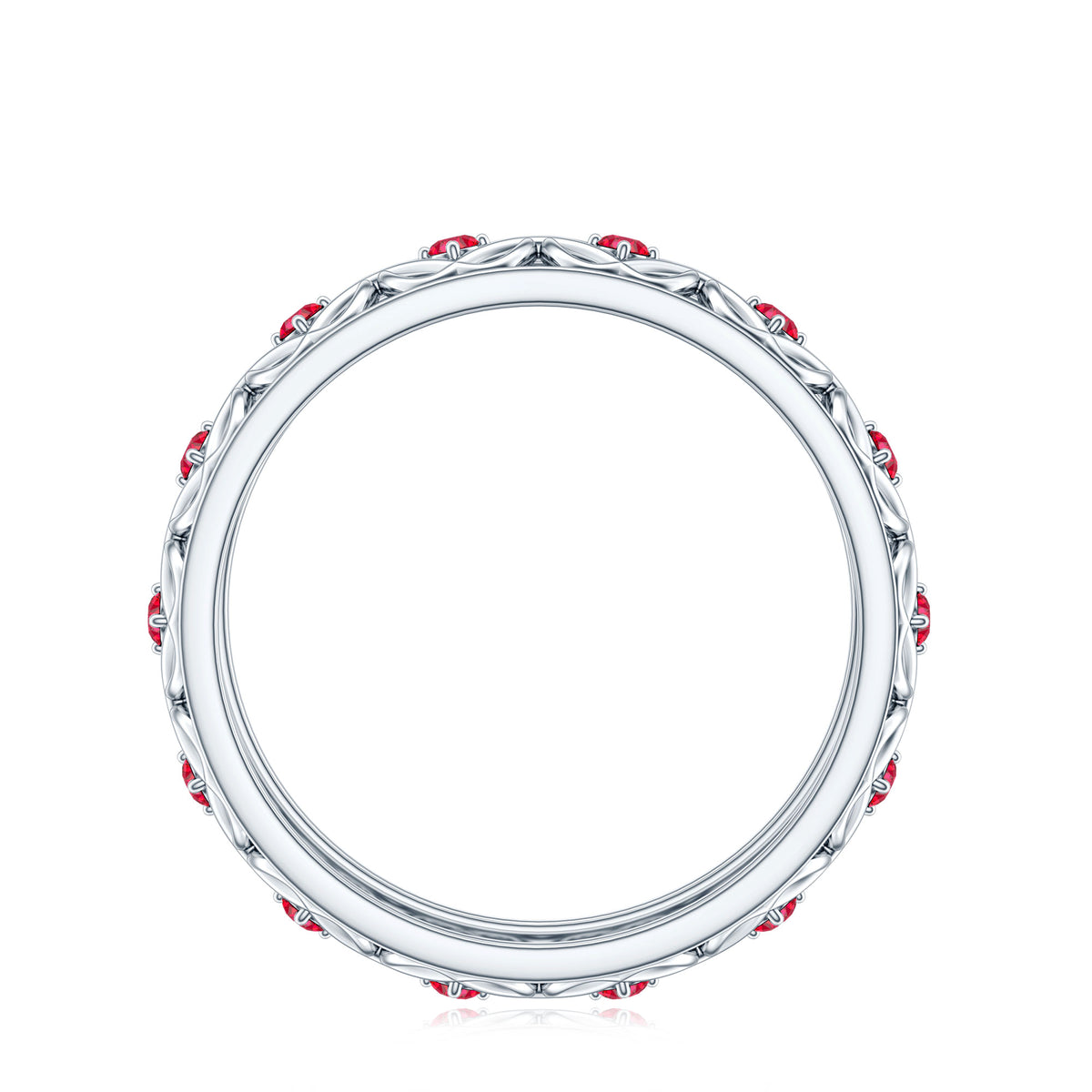 Vintage Style Lab Created Ruby Celtic Wedding Band with Certificate AAAA - Rosec Jewels