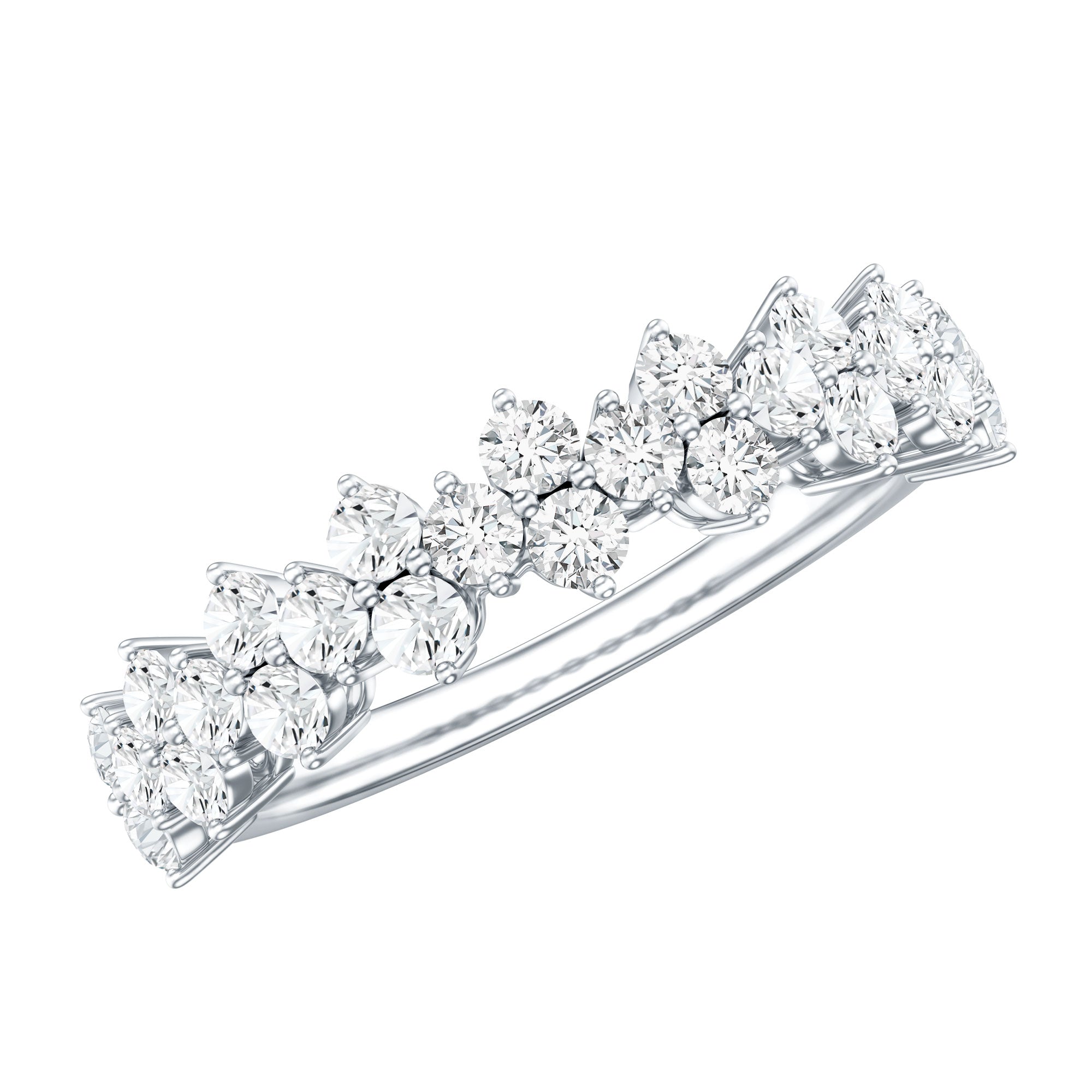 Round Moissanite Cluster Eternity Wedding Band D-VS1 - Rosec Jewels