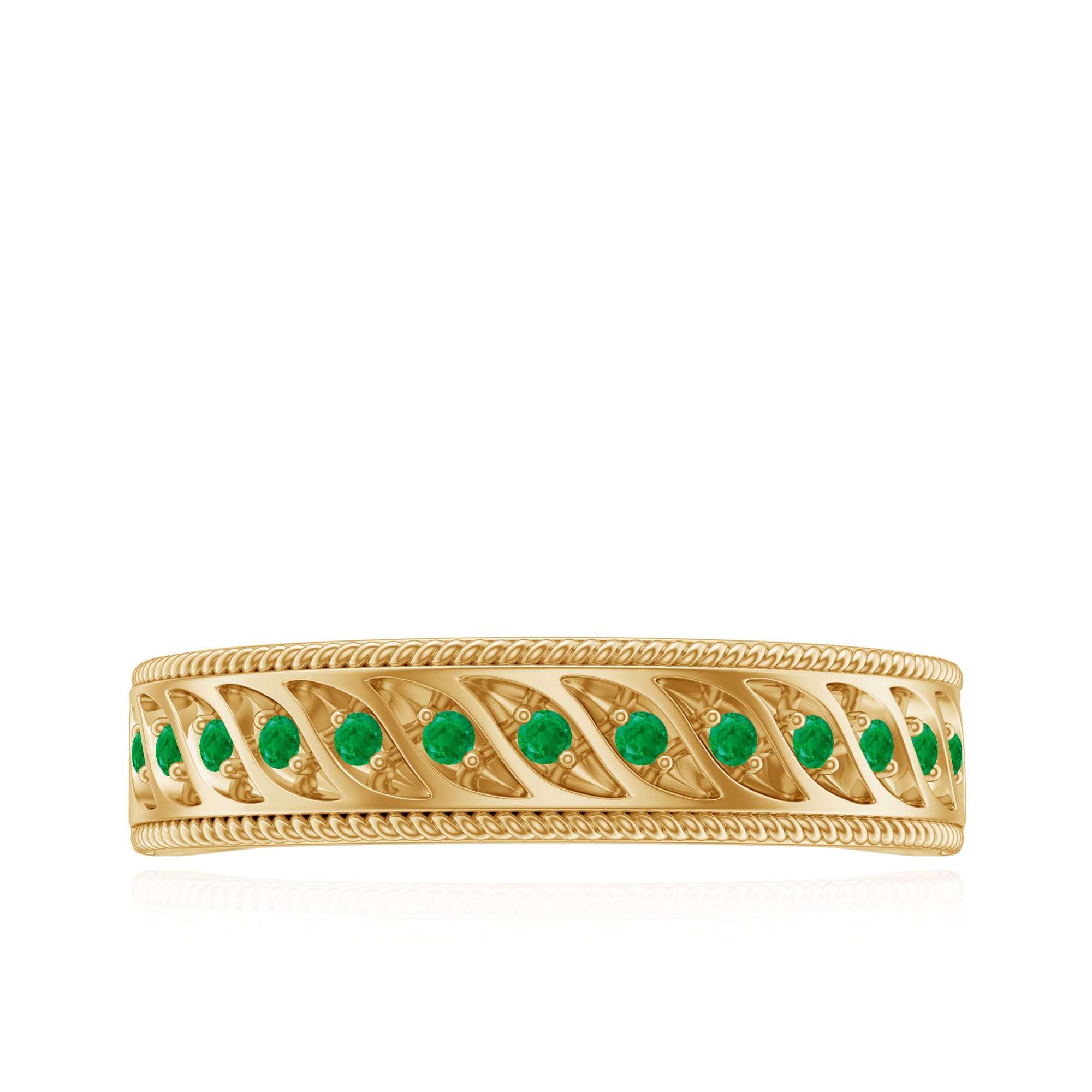 Genuine Emerald Vintage Inspired Eternity Band AAA - Rosec Jewels