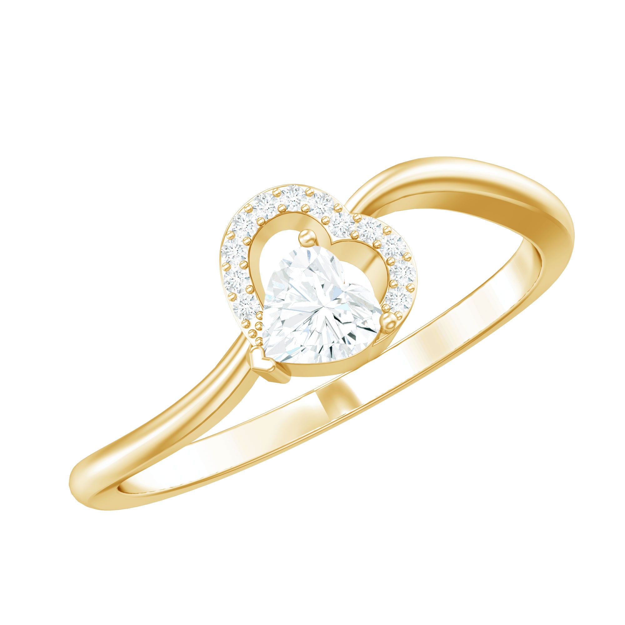 Certified Moissanite Heart Promise Ring for Her D-VS1 - Rosec Jewels