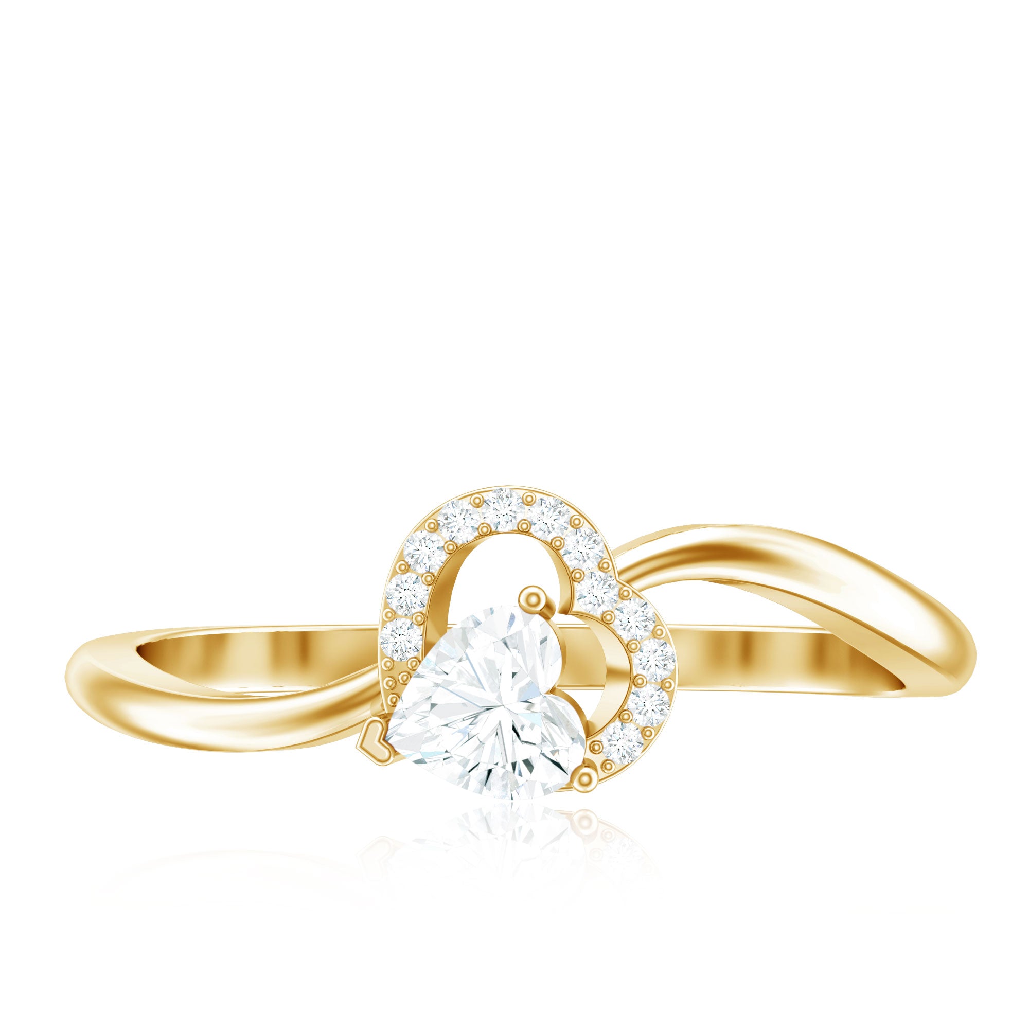 Certified Moissanite Heart Promise Ring for Her D-VS1 - Rosec Jewels