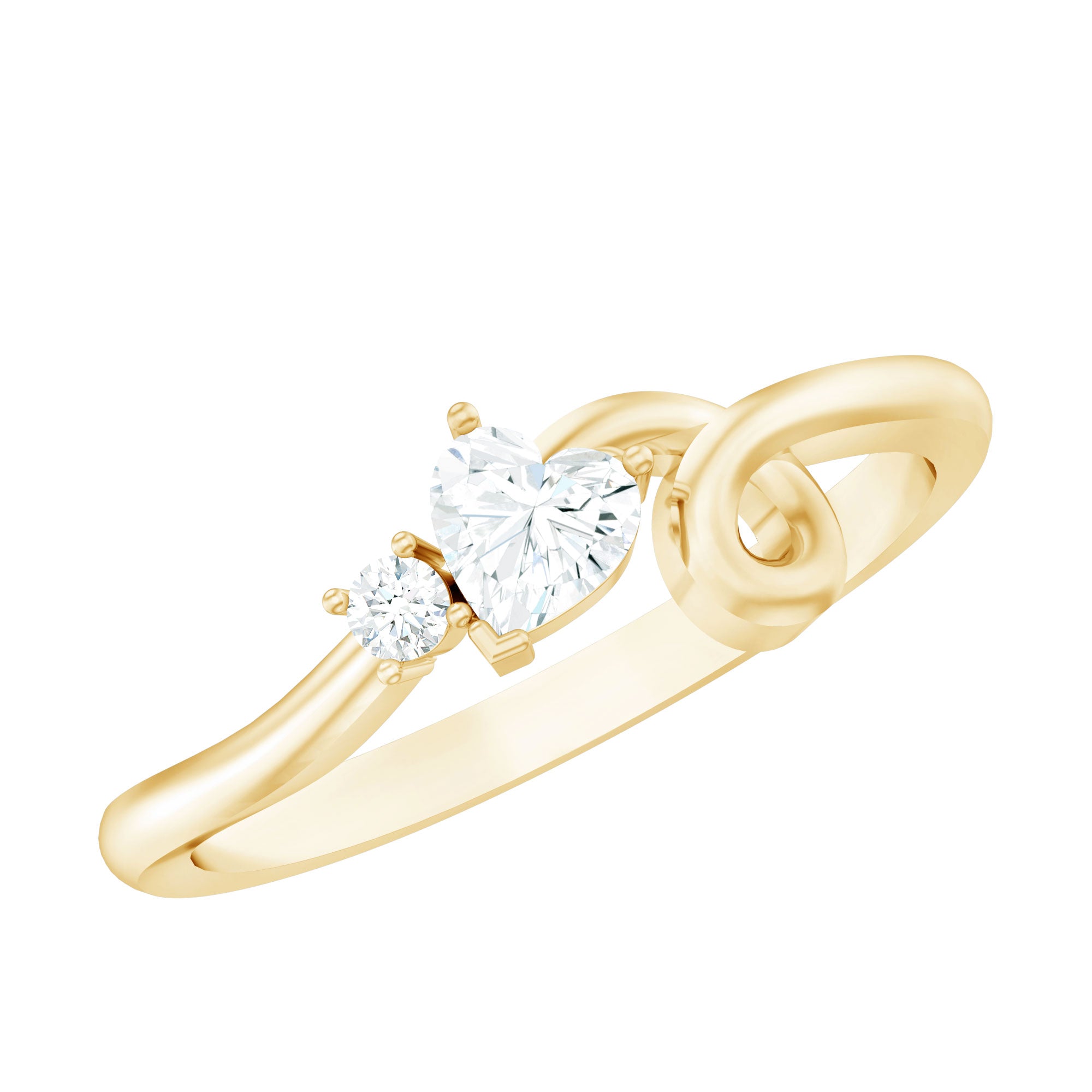 Certified Moissanite Heart Promise Ring with Twisted Shank D-VS1 - Rosec Jewels