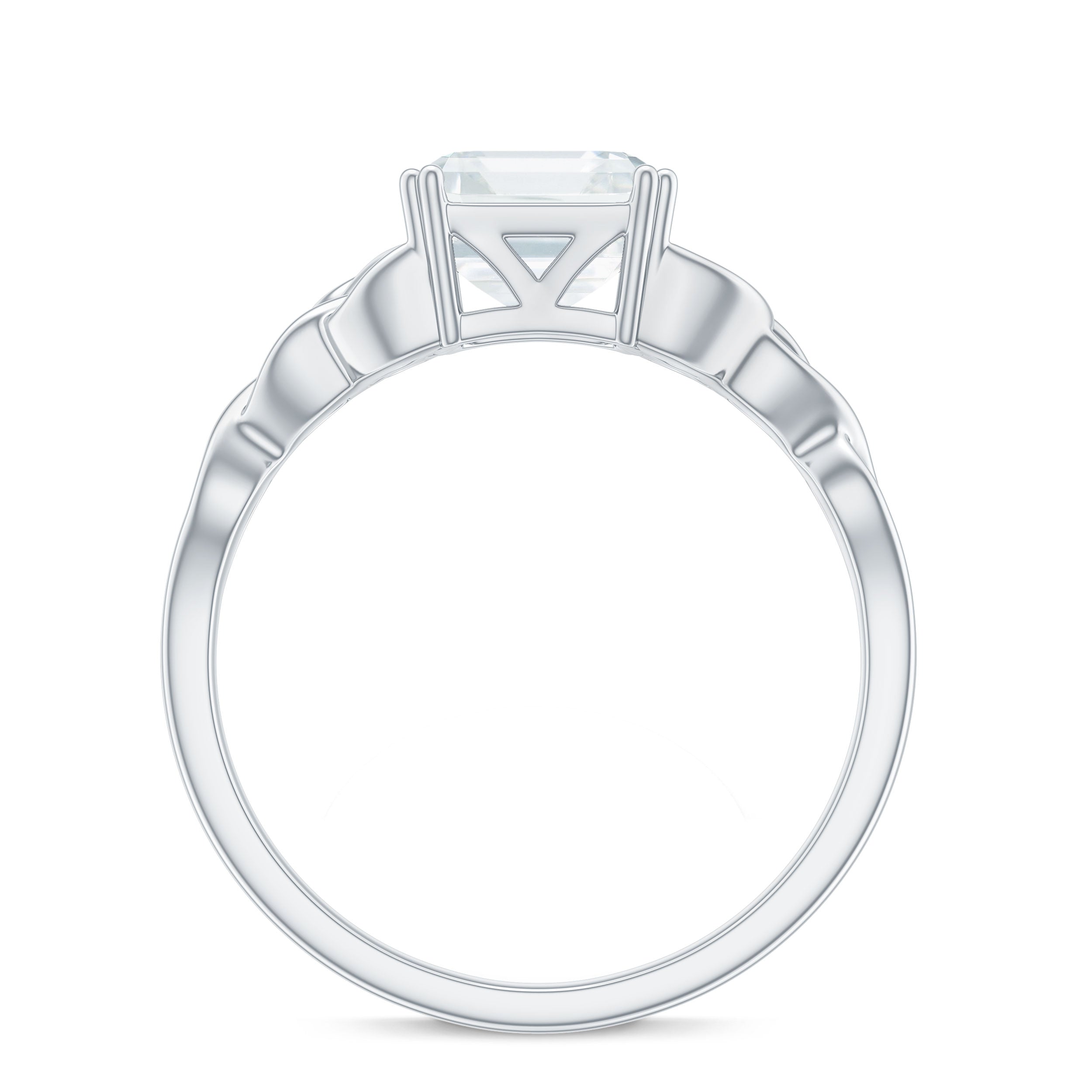 Asscher Cut 8 MM Moissanite Celtic Knot Engagement Ring D-VS1 - Rosec Jewels