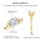 Asscher Cut 3 Carat Moissanite Celtic Knot Engagement Ring D-VS1 - Rosec Jewels