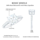 Solitaire Moissanite Cushion Cut Engagement Ring with Side Stones D-VS1 - Rosec Jewels