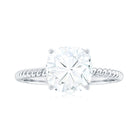 Cushion Cut Moissanite Solitaire Engagement Ring with Twisted Rope D-VS1 - Rosec Jewels