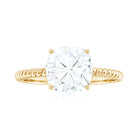 Cushion Cut Moissanite Solitaire Engagement Ring with Twisted Rope D-VS1 - Rosec Jewels