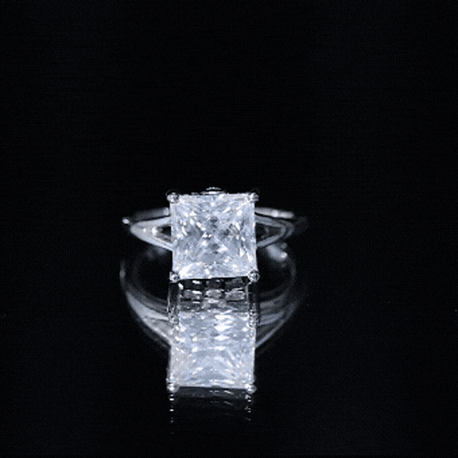 Certified 8 MM Moissanite Princess Cut Engagement Ring with Split Shank D-VS1 - Rosec Jewels