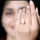 Rosec Jewels-Cushion Cut Moissanite Engagement Ring With Split Shank