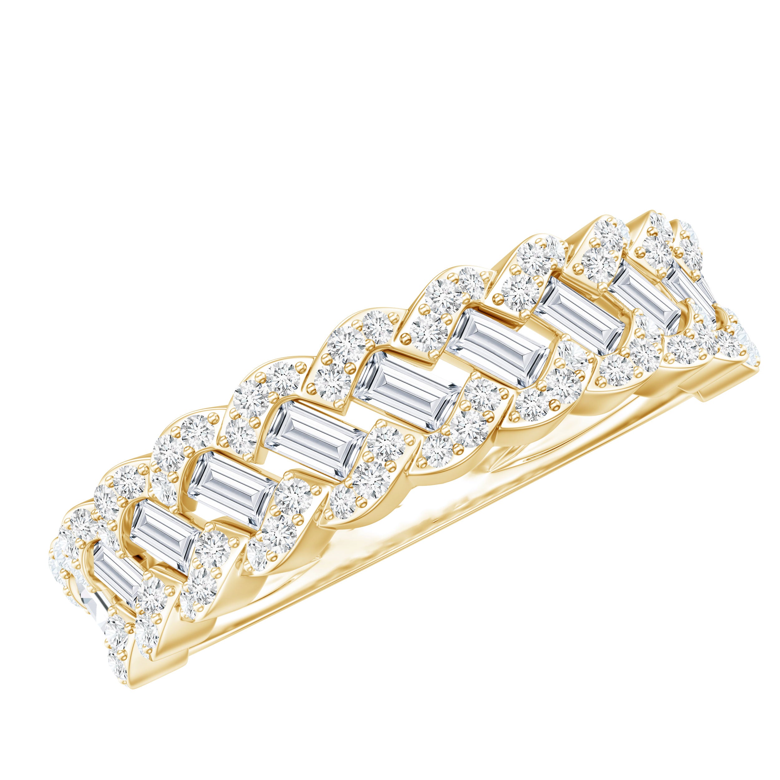 Baguette and Round Cut Zircon Braided Anniversary Ring AAAA - Rosec Jewels