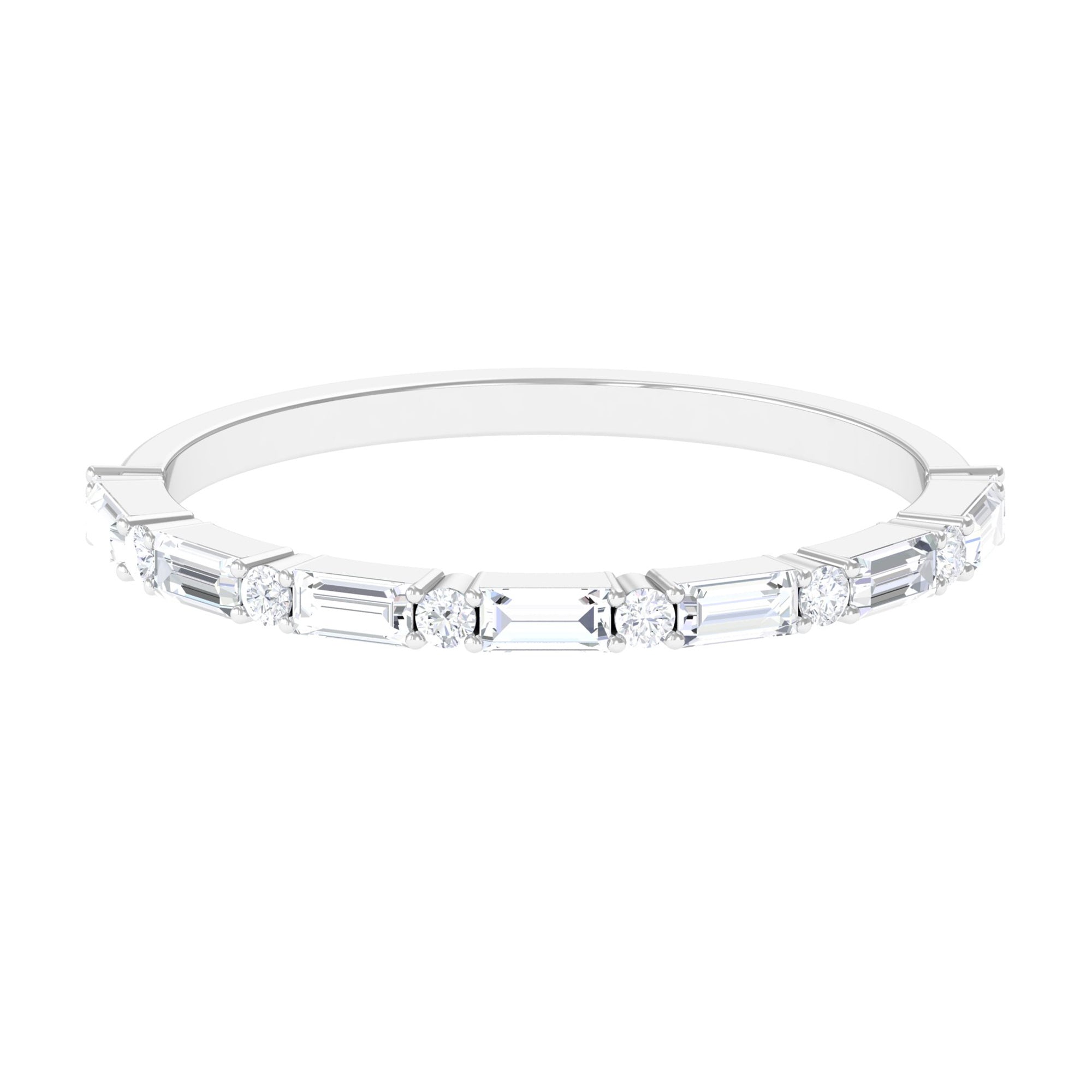 Minimal Simulated Diamond Stackable Wedding Band