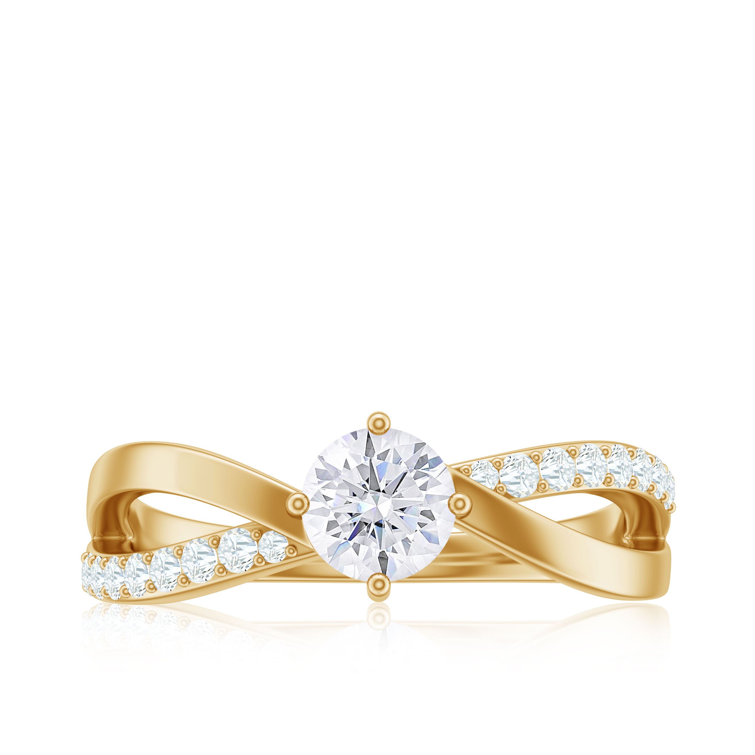 Round Cut Zircon Infinity Solitaire Ring in Prong Setting AAAA - Rosec Jewels
