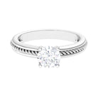 Cubic Zirconia Solitaire Twisted Rope Ring in Square Prong Setting AAAA - Rosec Jewels