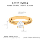 Cubic Zirconia Solitaire Twisted Rope Ring in Square Prong Setting AAAA - Rosec Jewels