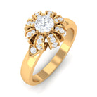 Classic Zircon Floral Engagement Ring AAAA - Rosec Jewels