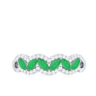 Rosec Jewels-Natural Marquise Emerald Half Eternity Anniversary Ring with Diamond