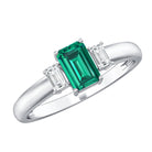 Rosec Jewels-Emerald Cut Emerald and Diamond 3 Stone Promise Ring for Her