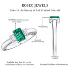 Rosec Jewels-Emerald Cut Emerald and Diamond 3 Stone Promise Ring for Her
