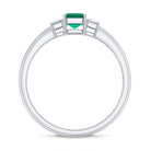 Rosec Jewels-Emerald Cut Emerald and Diamond 3 Stone Promise Ring for Her