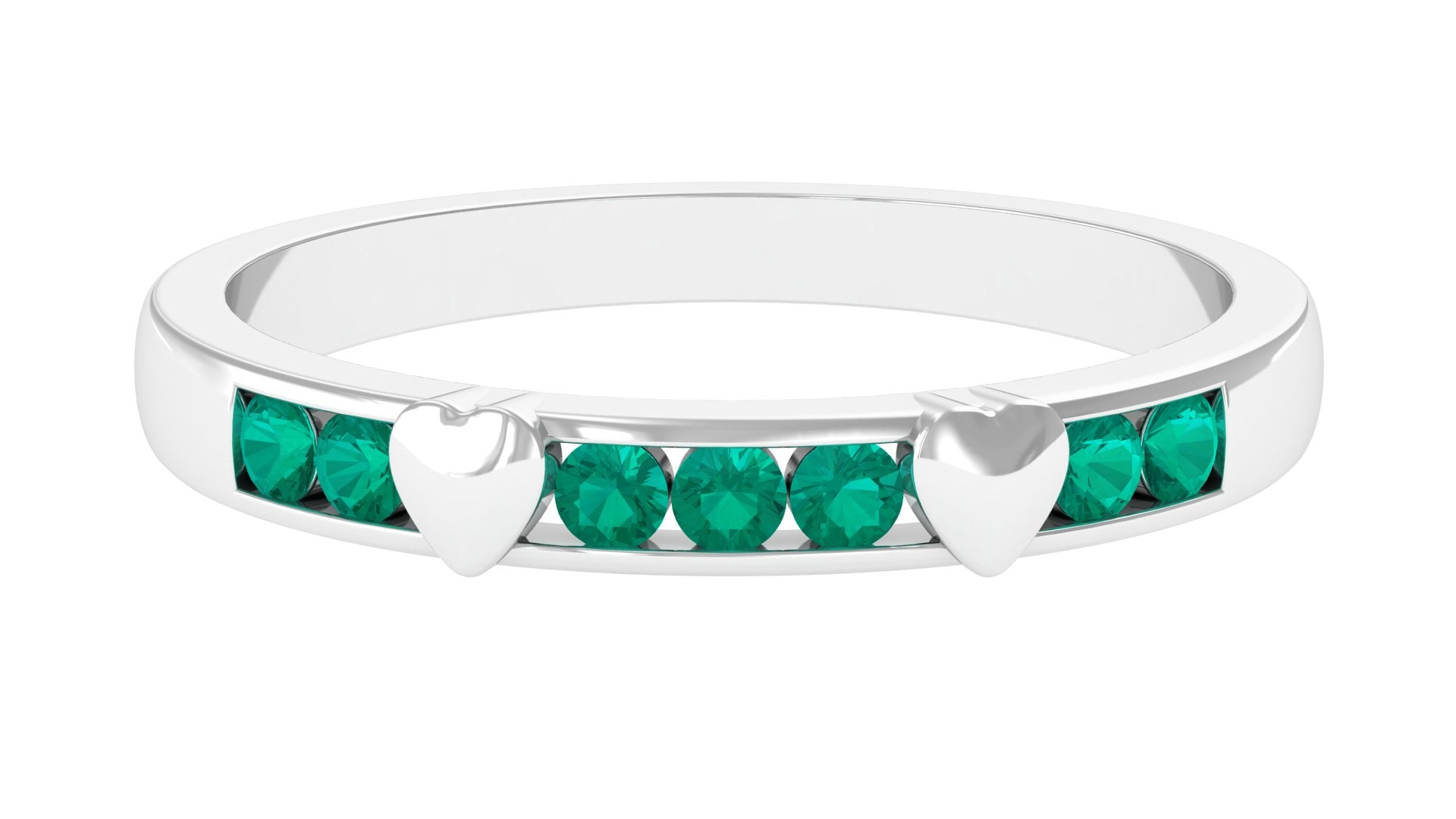 Natural Emerald Heart Eternity Ring in Channel Setting AAA - Rosec Jewels