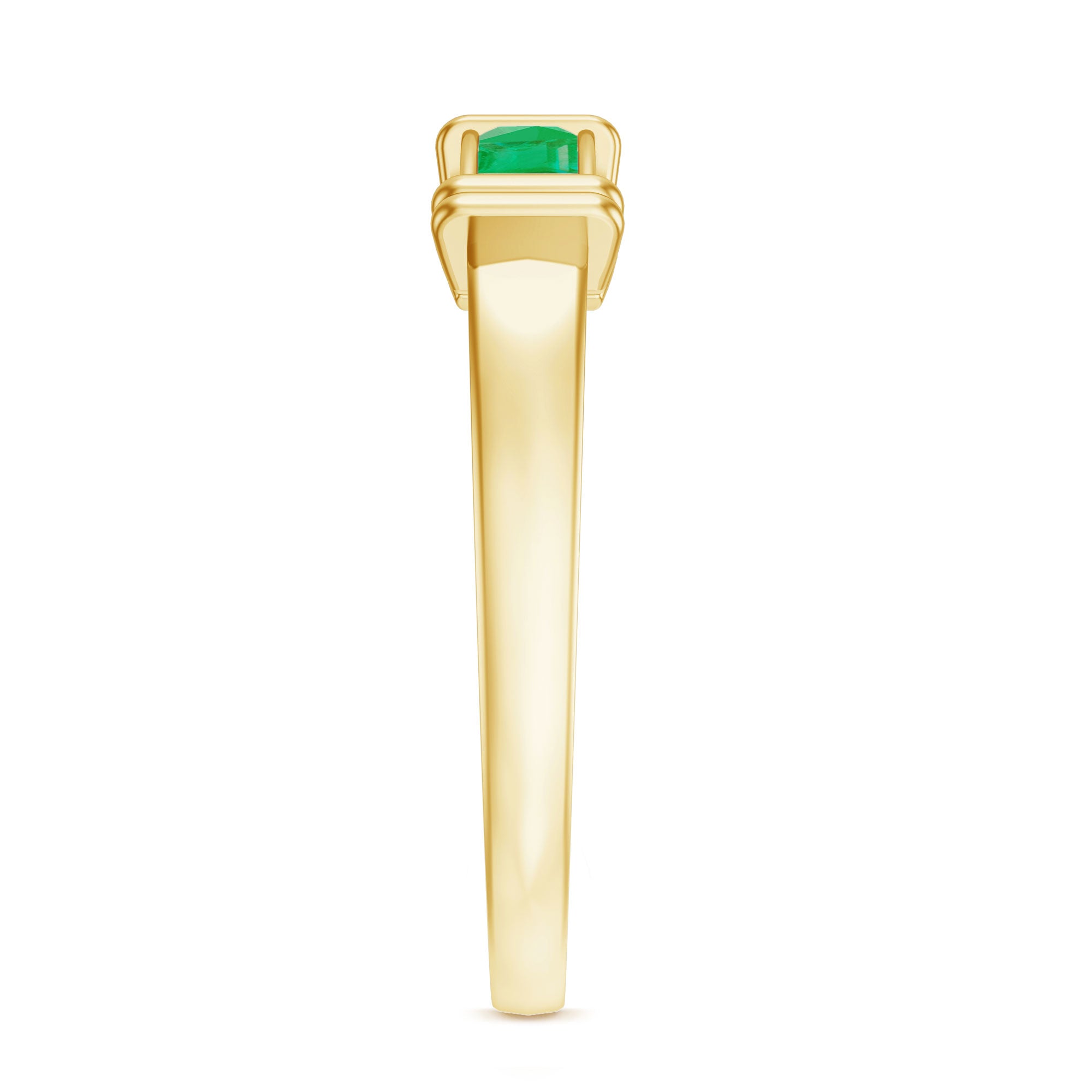 Rosec Jewels-Princess Cut Real Emerald Band Ring in Channel Setting