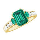 Rosec Jewels-Lab Created Emerald Cut Emerald Engagement Ring with Diamonds