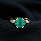 Rosec Jewels-Lab Created Emerald Cut Emerald Engagement Ring with Diamonds