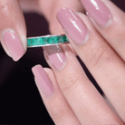 Rosec Jewels-Princess Cut Lab Created Emerald Eternity Band in Channel Setting