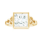 Princess Cut Moissanite Celtic Engagement Ring in Bezel Setting D-VS1 - Rosec Jewels