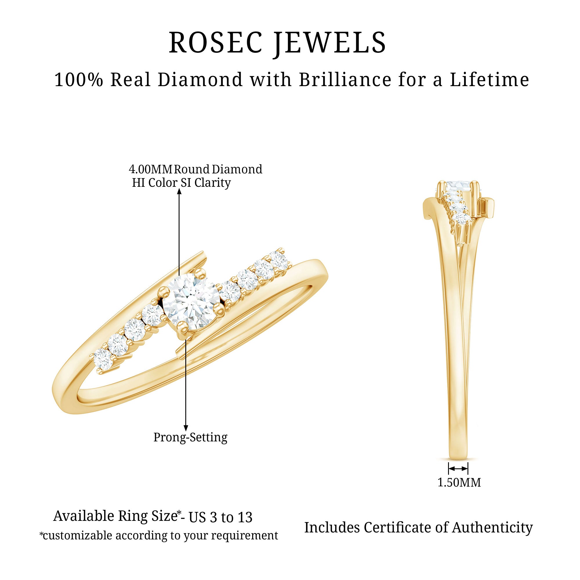 Rosec Jewels-Diamond Promise Ring with Bypass Shank