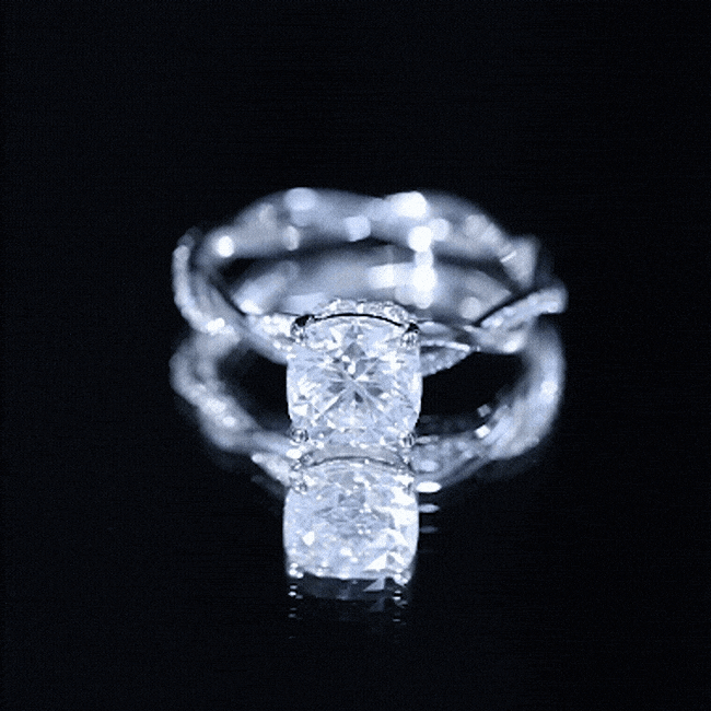 8 MM Moissanite Cushion Cut Hidden Halo Engagement Rings D-VS1 - Rosec Jewels
