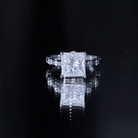 Princess Cut Moissanite Solitaire Engagement Ring with Spaced Accent D-VS1 - Rosec Jewels