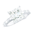 Princess Cut Moissanite Solitaire Engagement Ring with Spaced Accent D-VS1 - Rosec Jewels