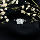 Princess Cut Moissanite Solitaire Engagement Ring with Spaced Accent D-VS1 - Rosec Jewels