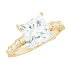 Princess Cut Moissanite Solitaire Engagement Ring with Spaced Accent D-VS1 - Rosec Jewels