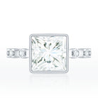 Bezel Set Moissanite Princess Cut Engagement Ring with Spaced Accent D-VS1 - Rosec Jewels