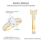 Emerald Cut Moissanite Side Stone Engagement Ring D-VS1 - Rosec Jewels