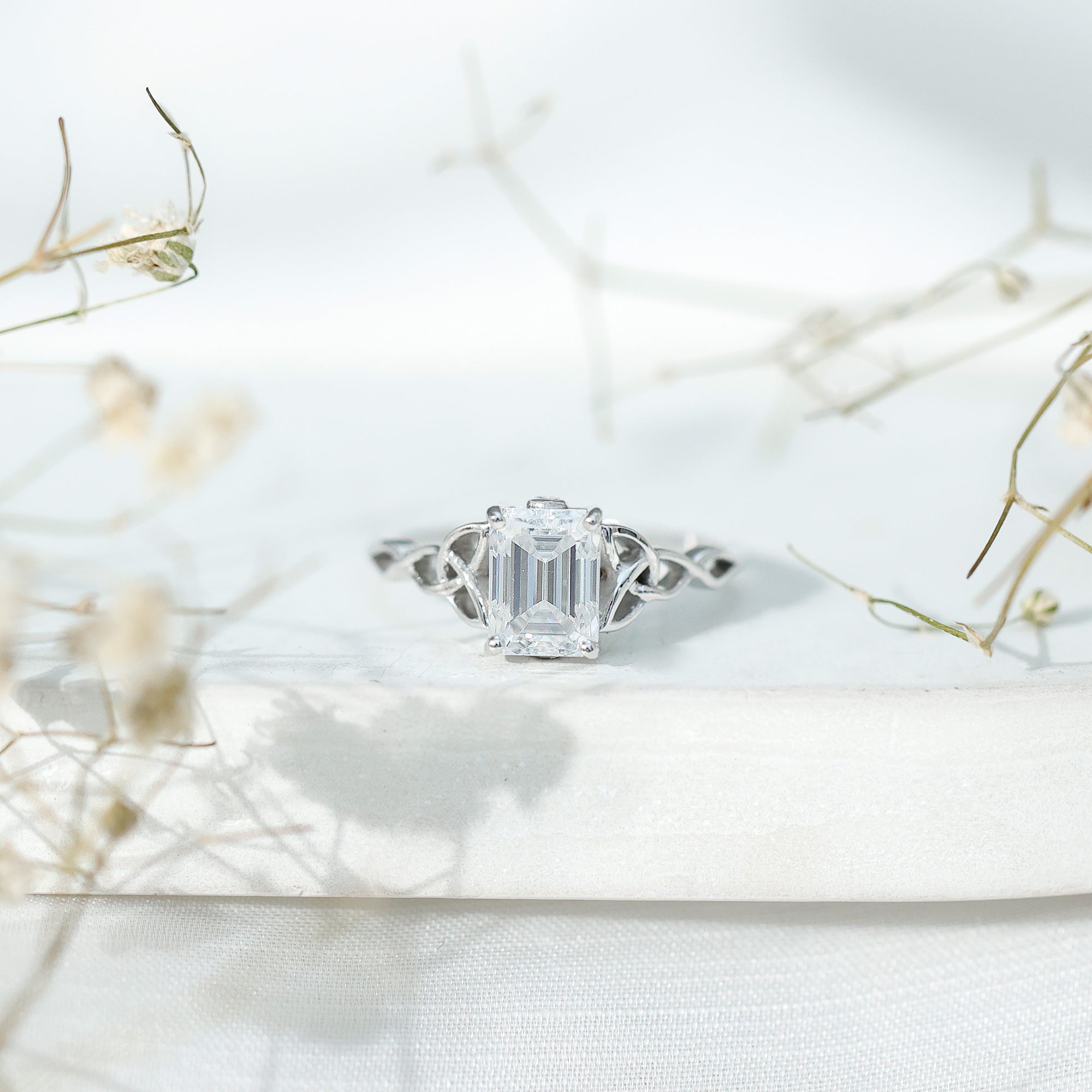 Rosec Jewels-2 CT Moissanite Engagement Ring with Celtic Details