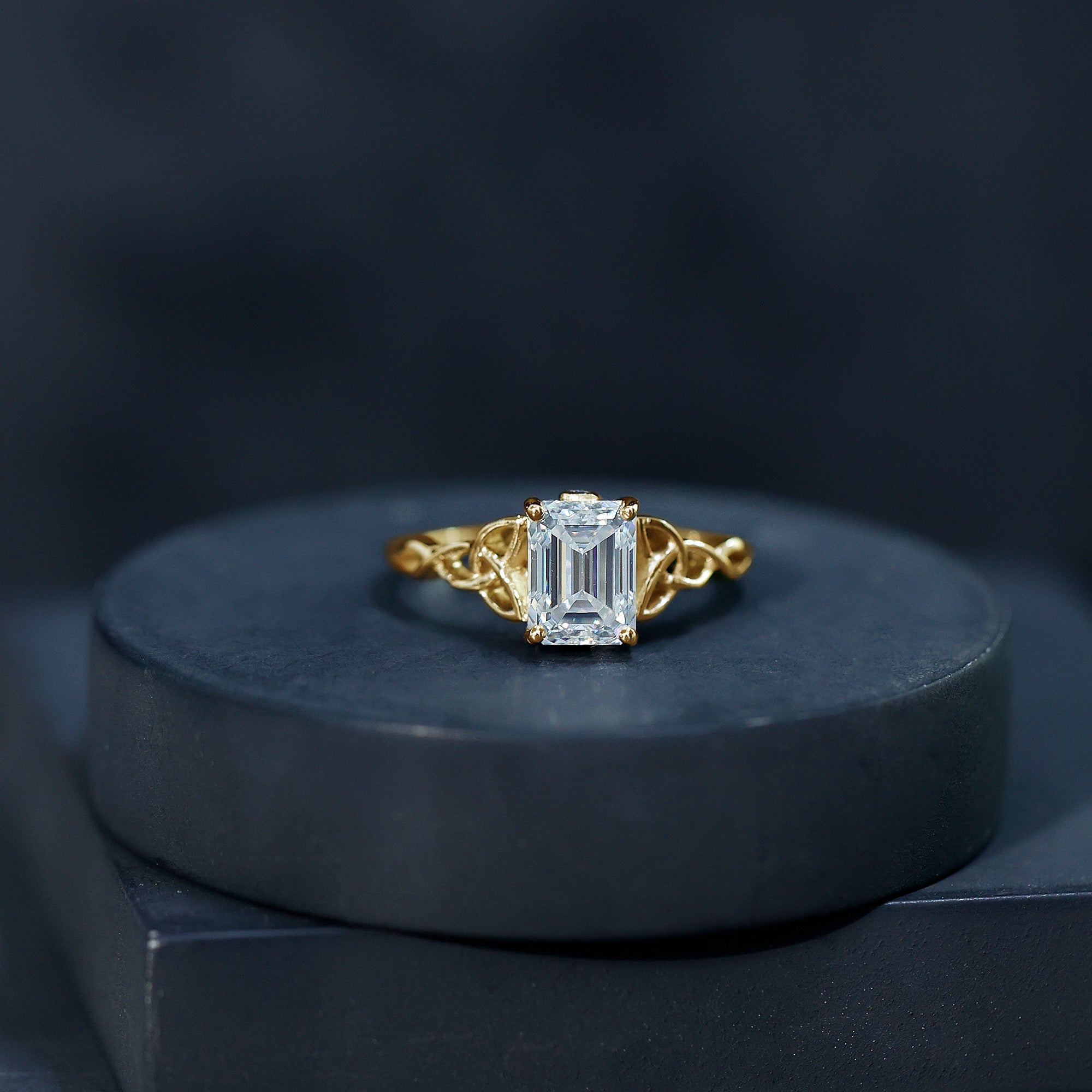 Rosec Jewels-2 CT Moissanite Engagement Ring with Celtic Details