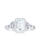 Rosec Jewels-Bezel Set Emerald Cut Moissanite Celtic Engagement Ring