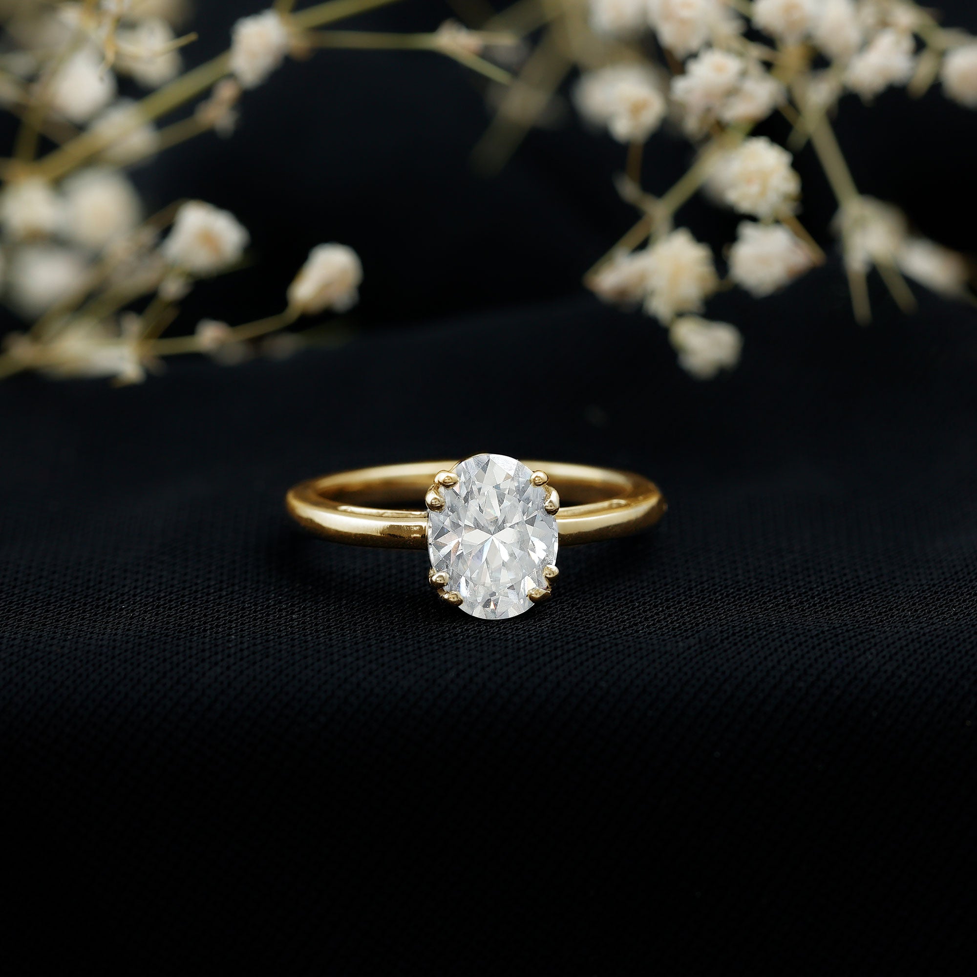 Certified 2 CT Moissanite Oval Cut Engagement Ring D-VS1 - Rosec Jewels